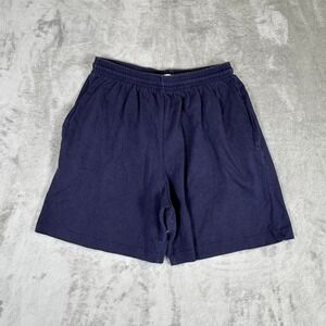 Vintage Cotton Deluxe Anvil Navy Blue Knit Shorts Mens Large Made in USA Lounge